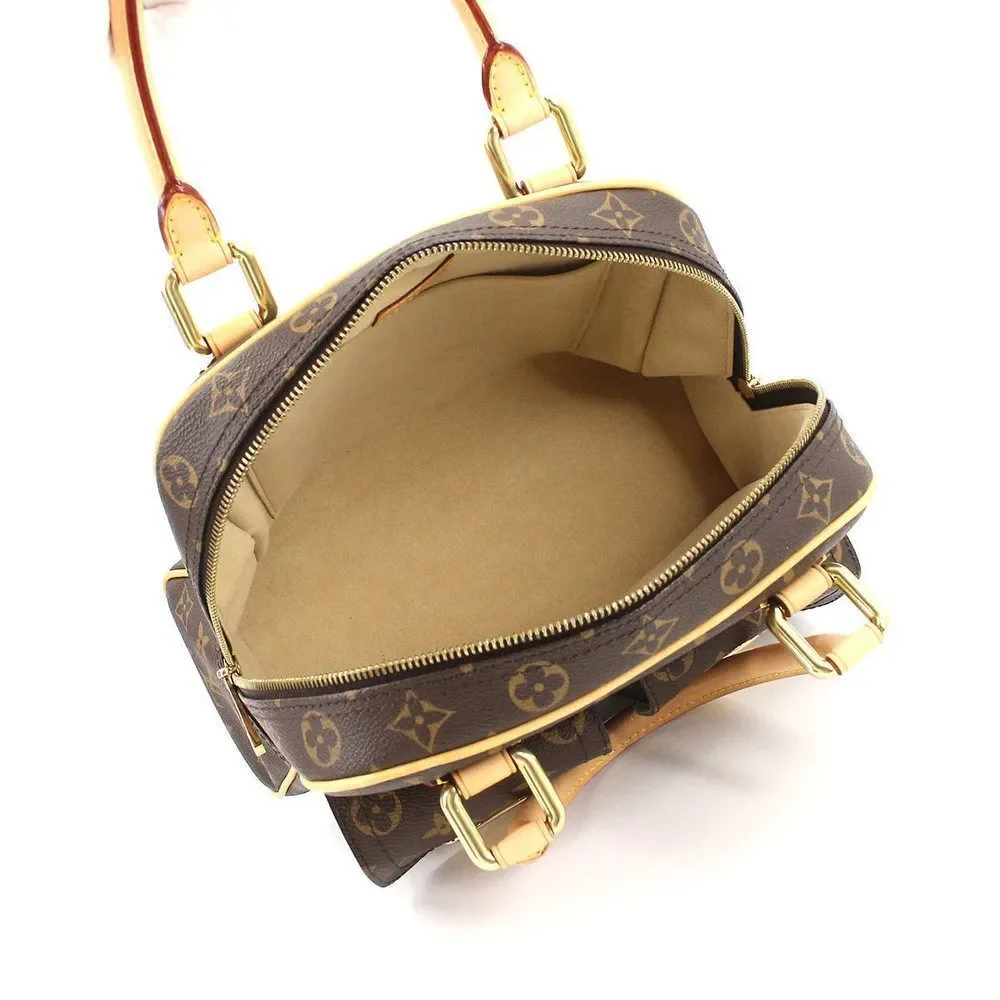 Louis Vuitton Monogram Manhattan PM Handbag Brown Gold Hardware